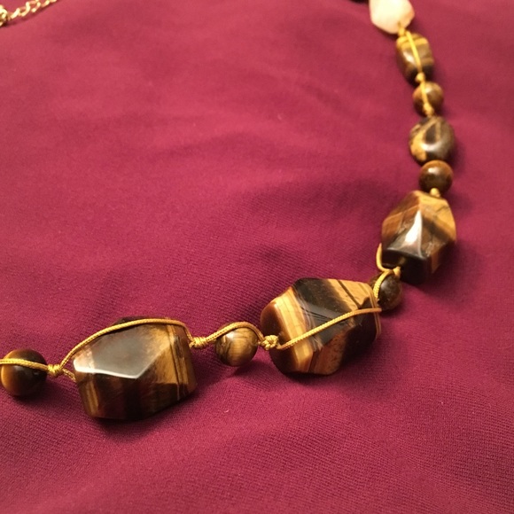 Brown stone, Tigers eye necklace on string - Picture 2 of 3
